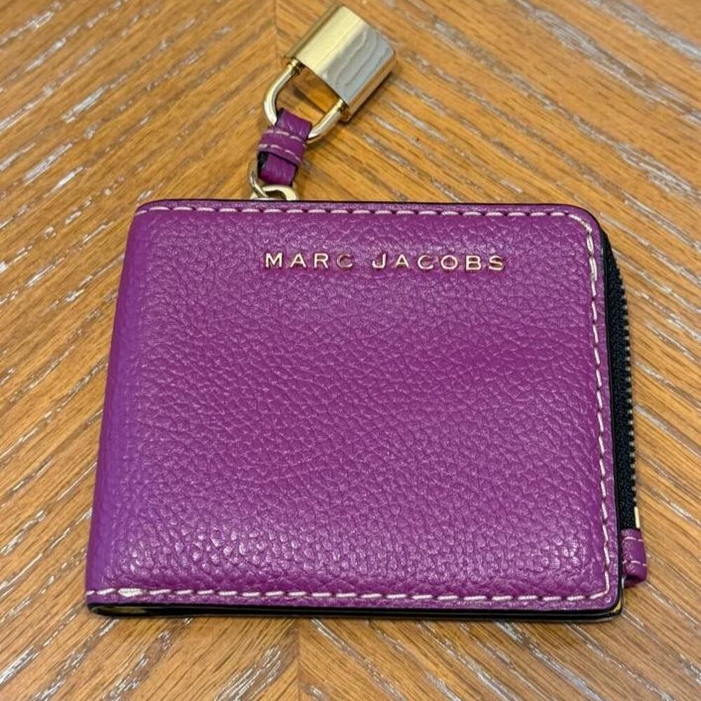 Marc Jacobs Key Lock Purple Fuchsia Pink Leather Wallet